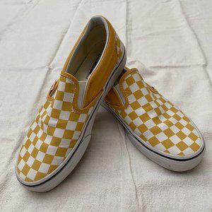 Yellow Checkerboard Vans Off the Wall Slip on